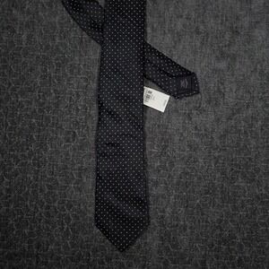NWT Express Mens Black Silk Micro Dot Narrow Tie Modern Luxury 58" Length